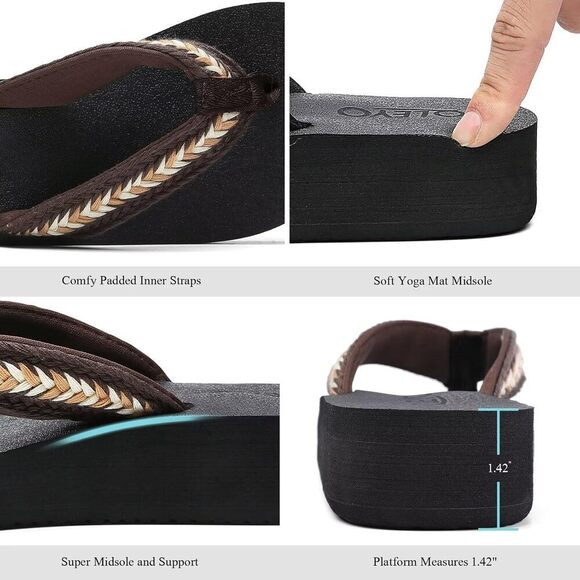 BOGO SALE Sandals with Stylish Straps for Women Dressy Comfortable Coffee Size 9 - Picture 3 of 6